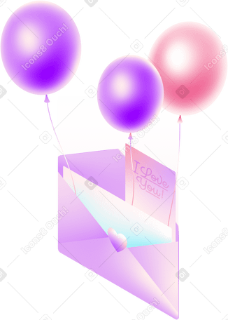 envelope with balloons PNG, SVG