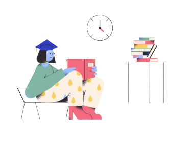 Female student reading a book and doing homework PNG, SVG