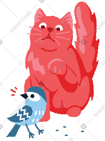 街猫捕猎一只鸟 PNG, SVG