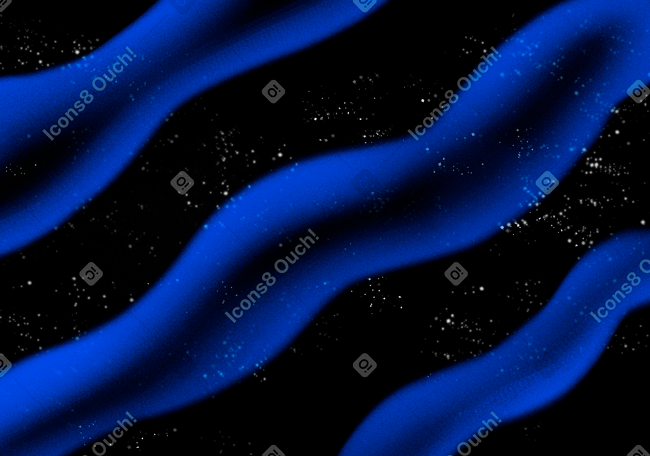 与透明蓝色波浪线的满天星斗的天空背景 PNG, SVG