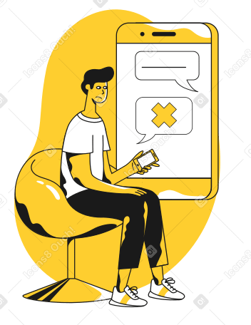 Man receiving no reply to his message PNG, SVG
