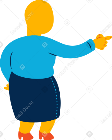 chubby old woman pointing back PNG, SVG