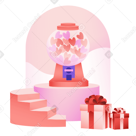 A machine with hearts and gifts for Valentine's day PNG, SVG