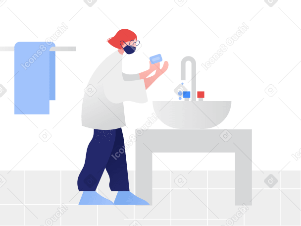 Girl washes hands PNG, SVG