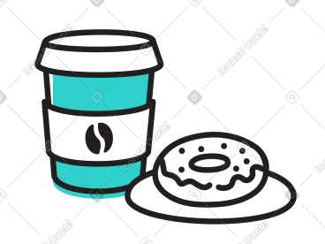 带咖啡杯和甜甜圈的咖啡休息 PNG, SVG