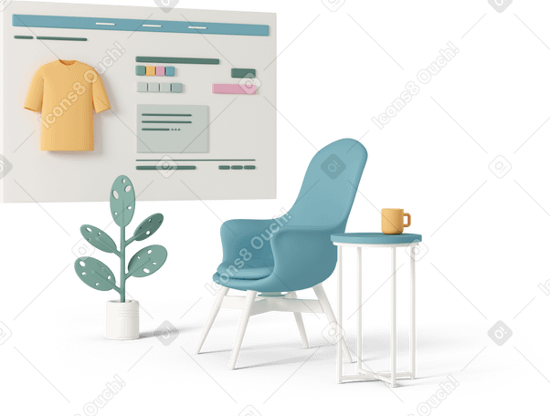 3D online shopping at home PNG, SVG