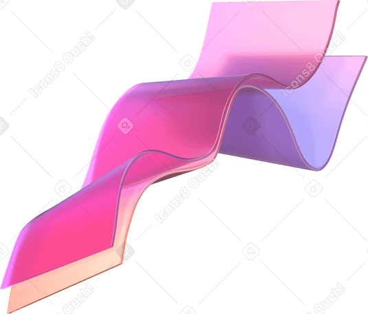 3D 丝带漂浮在色彩缤纷的曲折中 PNG, SVG