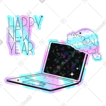 Laptop with Santa hat PNG, SVG