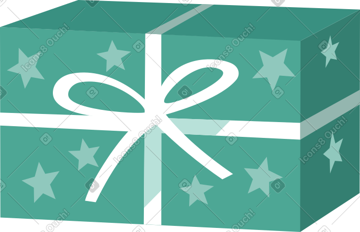 green gift box with a bow and stars PNG, SVG