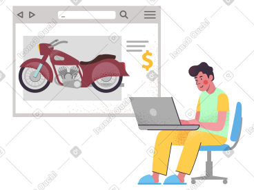 Buying a motorcycle online PNG, SVG