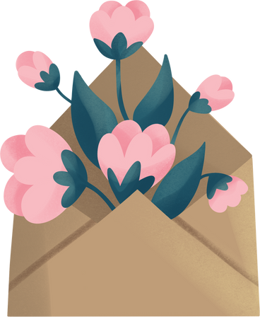 Envelope with flowers в PNG, SVG
