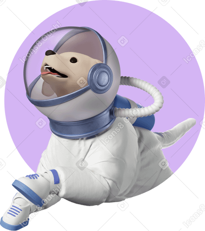3D dog astronaut looking at something PNG, SVG