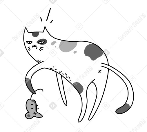 Uff, dead mouse! Illustration in PNG, SVG