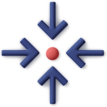 red meeting point with blue arrows PNG, SVG