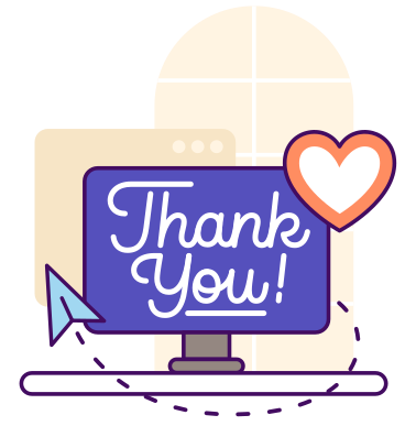 Thank You text in screen with plane cursor and heart Lettering animated illustration in GIF, Lottie (JSON), AE