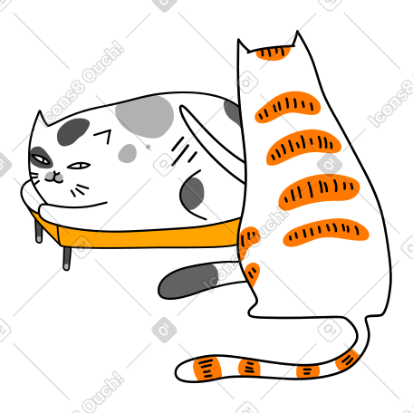 猫给另一只猫按摩 PNG, SVG