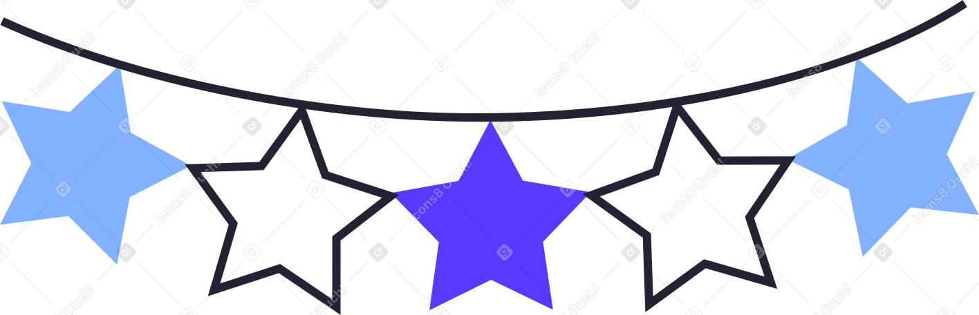 multicolored star garland Illustration in PNG, SVG