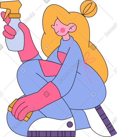 woman cleaner in uniform with sprayer PNG, SVG