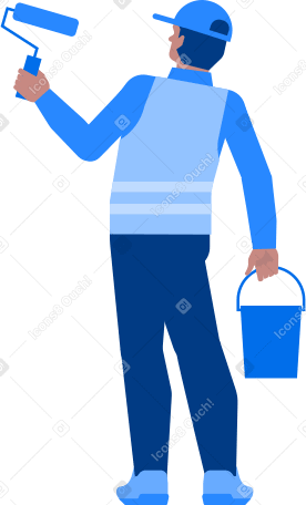 man with paint and roller PNG, SVG
