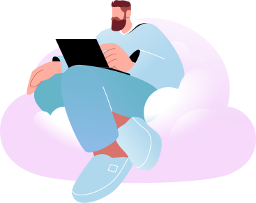 man sitting on a cloud with laptop PNG, SVG