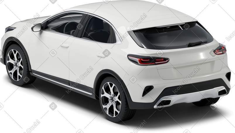 3D rear view of white car PNG, SVG