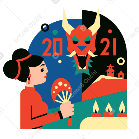 Capodanno cinese 2021 con drago PNG, SVG