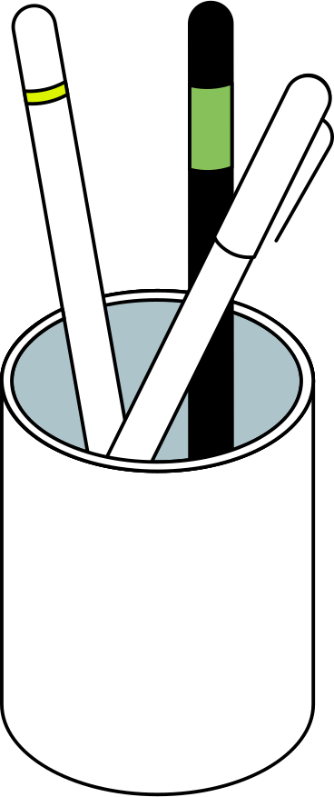 tasse avec des crayons PNG, SVG