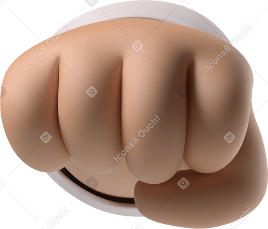 3D Oncoming fist of a tanned skin hand PNG, SVG