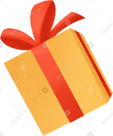 yellow gift box with red ribbon PNG, SVG