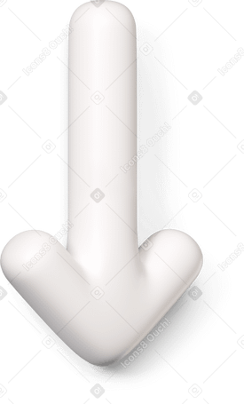 3D White downward arrow icon turned to the right Illustration in PNG, SVG