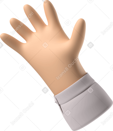 3D White skin hand waving hello PNG, SVG