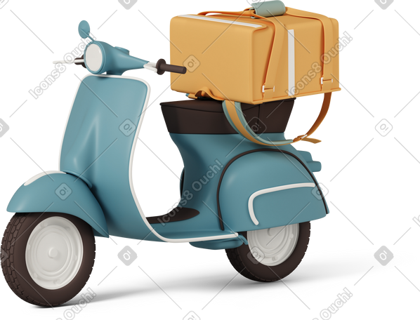 3D scooter with delivery bag PNG, SVG