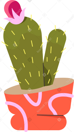 cactus with a flower in a pot PNG, SVG