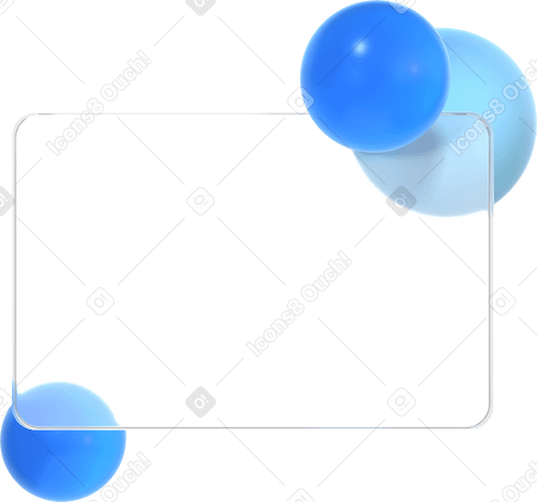 3D transparent card and three spheres в PNG, SVG