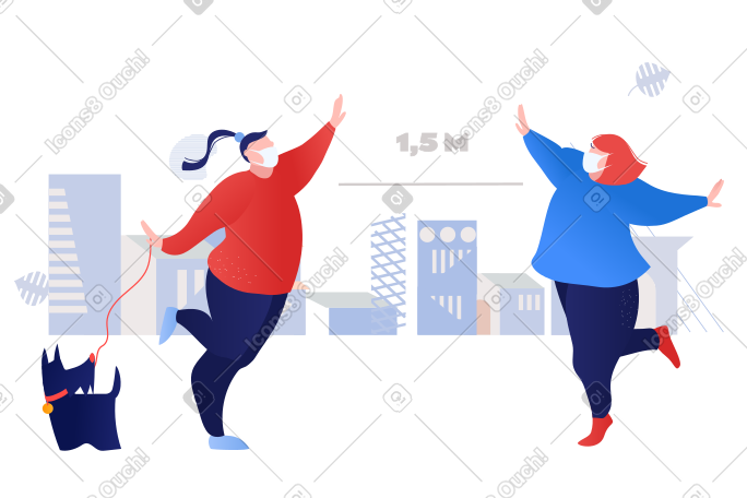 两位女士保持安全距离 PNG, SVG