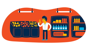 L'uomo fa la spesa in un supermercato PNG, SVG