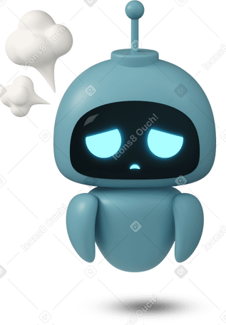 3D sad and confused chatGPT robot PNG, SVG
