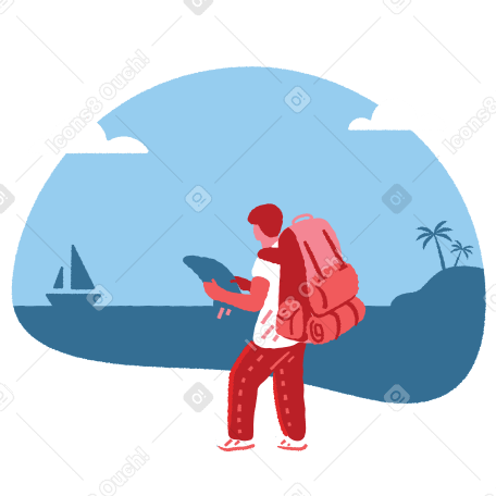 Tourist with a backpack Illustration in PNG, SVG