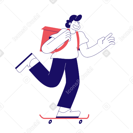 Delivery man on a skateboard PNG, SVG