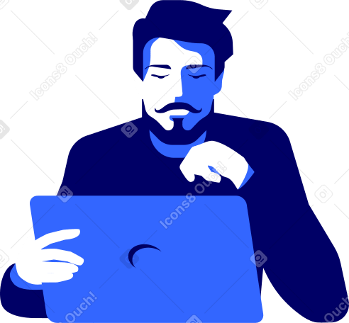 man sitting at laptop Illustration in PNG, SVG