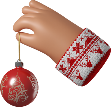Рука с загорелой кожей держит рождественский бал в PNG, SVG