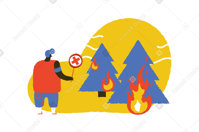 Forest on fire  Illustration in PNG, SVG