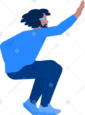 man sits and raises his hand high five side view Illustration in PNG, SVG