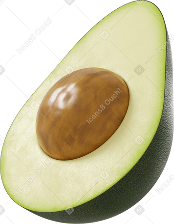 3D avocado Illustration in PNG, SVG