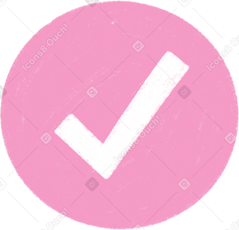 pink circle with check mark Illustration in PNG, SVG