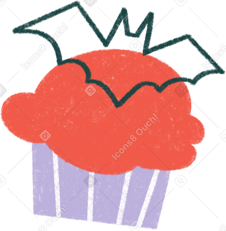 cupcake with bat Illustration in PNG, SVG