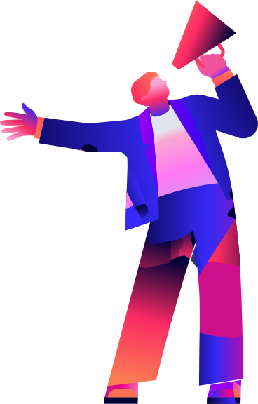 Man in a suit speaking into megaphone PNG, SVG