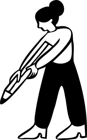 Женщина рисует карандашом в PNG, SVG