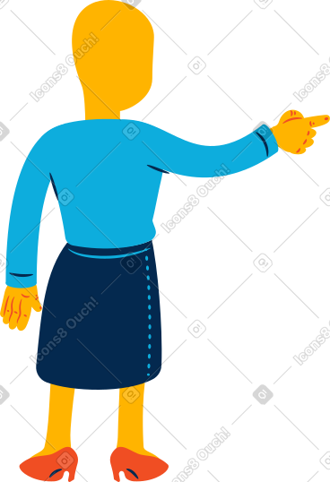 Woman pointing back PNG, SVG