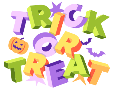 Lettering Trick or Treat with halloween pumpkin and bats text PNG, SVG